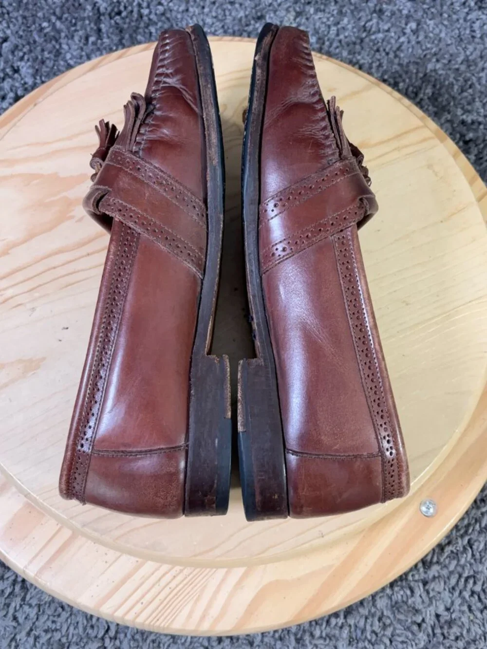 GH Bass Weejuns Loafers Frazier Men Size 9.5 Brown Leather Slip On Kiltie Tassle